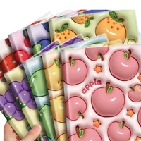 Cahier de fruits 3D A5 avec couverture en caoutchouc souple, fournitures scolaires kawaii personnalisées