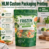 Sachet Doypack Personnalisé pour Légumes Surgelés, Qualité Alimentaire, Résistant au Congélateur, Refermable avec Fermeture Ziplock, pour Mélange de Pois, Maïs et Carottes