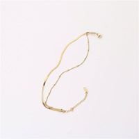 Gelang Kaki Berlapis Emas High End Rantai Ular Baja Tahan Karat Gelang Lapis Ganda untuk Wanita Perhiasan Grosir