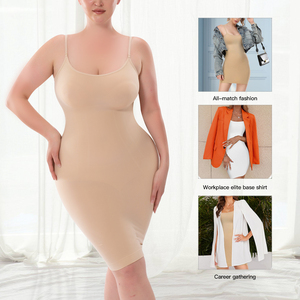 2023 <span class=keywords><strong>grande</strong></span> <span class=keywords><strong>taille</strong></span> sans couture vêtements porter moulante femmes <span class=keywords><strong>Corset</strong></span> Slip construit Spaghetti Shaper robe ventre contrôle Shapewear robes - Product Image 5