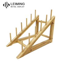 32x18x20cm Support Incline en Bambou Naturel pour Plats et Bols Cadre Triangulaire Boulangerie