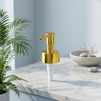 Pompe pulvérisatrice anti-déversement pour distributeur de savon liquide 28/410 24/410, avec fermeture en aluminium lisse et côtelée, pour cosmétiques, shampoing, corps et mains