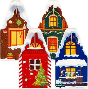 28pcs <b>Christmas</b> Cupcake Treat <b>Boxes</b> Gable Cookie Box Xmas Cardboard Box with Handle for Gift Candy 6.6 X 5.9 X 3.5 Inch 4 Style - Product Image 3