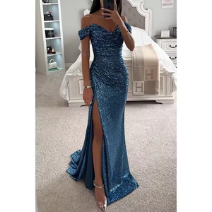 Luxury Embroidered Crocheted <b>Sequined</b> Solid Polyester/Cotton Beach Ball Gown V-neck Sleeveless Built-in <b>Bra</b> Natural Waist Quick - Product Image 5