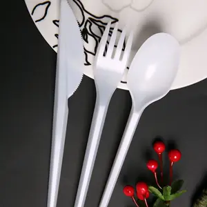 Food Grade Reusable Disposable Plastic Medium Weight Cutlery Tea Soup Spoon Fork Knife Spork