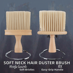 Salon Barber Soft Bristle Neck Face Duster <b>Round</b> Hair Cutting Cleaner <b>Brush</b> with Plastic Handle for Commercial Use - Product Image 2