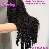 Wig Rambut Keriting India Burma Mentah, Wig Rambut Manusia Peru 13X4 HD Lace Frontal, Wig Rambut Manusia Virgin Tanpa Lem dengan Kutikula Tertata Rapi