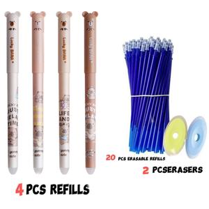 4 silinebilir kalemler + 10 yedekler + 2 silgi siyah & mavi mürekkep jel kalem seti 0.5mm top ucu sihirli kalem silgi ile - Product Image 5