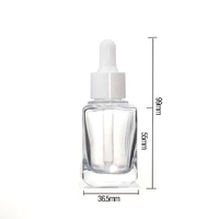 Auf Lager: 35ml Quadratische Glasflasche mit Farbverlauf und Pipette, Leere Flasche für Ätherische Öle, Blau Rot Transparent, mit Weiß Gold Silber Pipettenverschluss