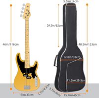 Sac de guitare basse Gig Bag 0.35 pouces sac à dos rembourré étui souple rembourrage noir étui de basse électrique avec boucle de suspension arrière et sangle de cou