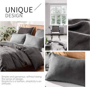 QDTEX リネンシーツ、枕カバー＆布団カバーセット 100% フランス産リネン布団カバー リネンストーンウォッシュ寝具セット - Product Image 4