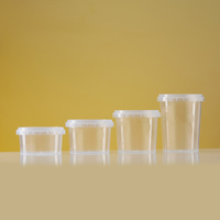 500ml 600ml 800ml 1000ml PP Plastic voedselbewaarbak met afsluitdeksel, rond, wegwerpbaar, voor salade, fruit, cake, dessert en andere voedingsmiddelen