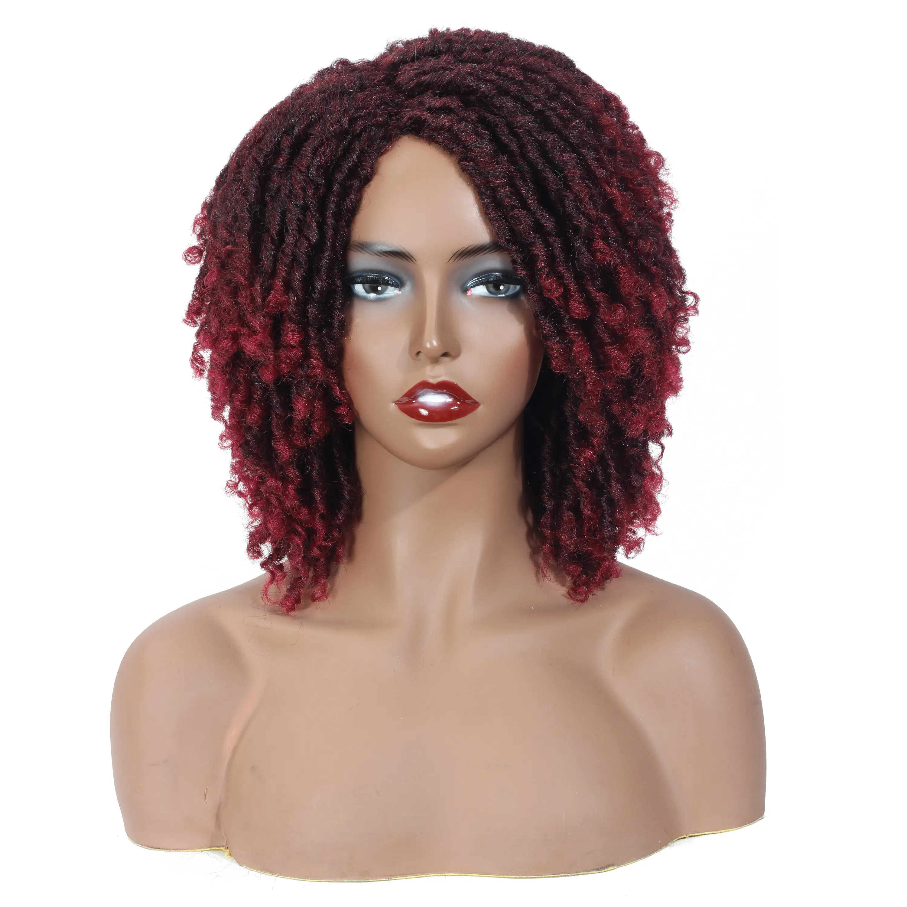 Perruque courte tressée Style africain, cheveux synthétique pour femmes noires, Dreadlocks, Faux Locs, Crochet