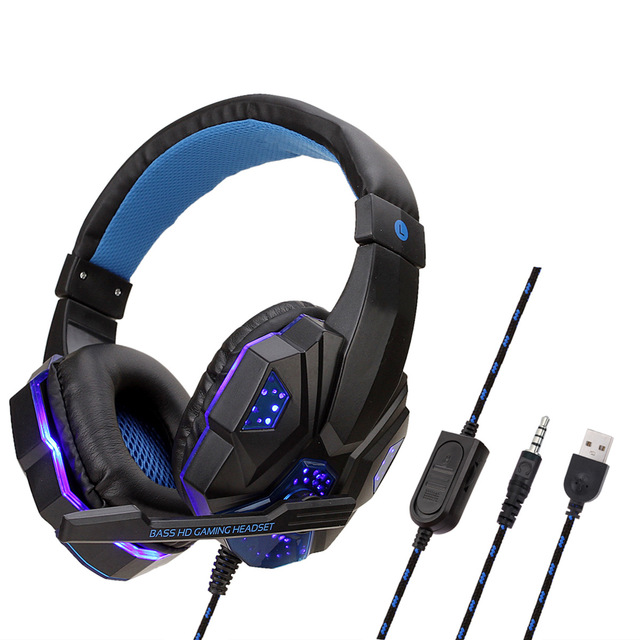 Extremely Soft 3D Surround Sound Effect Over Ear Wired Gaming Headphones Headset with Mic for PC PS RGB Light