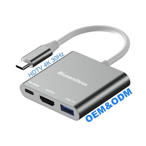 Hub USB 3.0 3 in 1 con <span class=keywords><strong>Adattatore</strong></span> Dock <span class=keywords><strong>Type</strong></span>-<span class=keywords><strong>C</strong></span>, Ricarica PD 100W, 4K 30Hz HD 1080P HDTV - Product Image 1