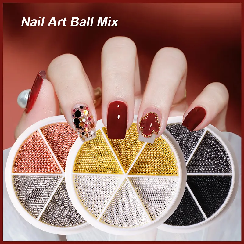 Decorazioni per unghie piccole perline di caviale in acciaio colori misti multi dimensioni 3D Nail art gioielli artigianali Manicure materiali fai da te forniture