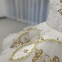 Gaun Tutu Balet Anak-anak Berhias Emas Merah Muda, Tutu Pancake Profesional Berbahan Renda dan Berhiaskan Rhinestone untuk Anak Perempuan, Ideal untuk Pertunjukan Balet.