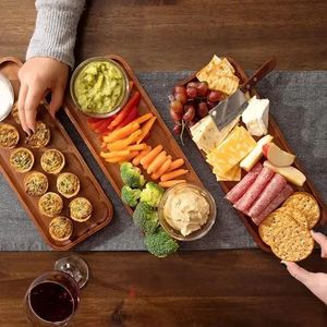 Acacia Wood <b>Tray</b> Serving Platter 29x13x2 Mm Washable For Hotel Coffee <b>Tea</b> Household Fruit Dish Multi Functional Tableware - Product Image 3