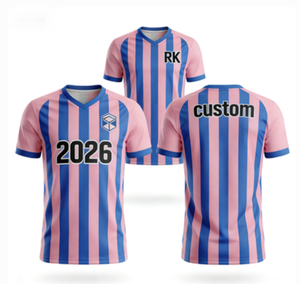 Maillots de football roses 2026-27 100 % polyester imprimés par transfert thermique respirants unisexe adulte entraînement d'été manches courtes - Product Image 1