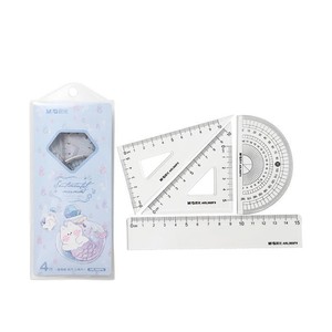 Morning Light <b>Magic</b> Cat Student Ruler <b>Set</b> 15cm Plastic Four Piece Math Tools For School Use - Product Image 3