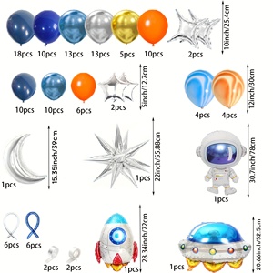 Set di 128 Palloncini in Lattice e Foil a Tema Astronauta e Razzo Spaziale per Decorazioni di <span class=keywords><strong>Compleanno</strong></span> per Ragazzi - Product Image 2