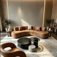 Ensemble de canapé modulaire moderne et table basse en cuir, design modulaire pour appartement