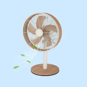 Good Design Portable Electric Home Use Desk Fan Wooden Color Metal Strong Power Air Cooling Oscillating Table Fan