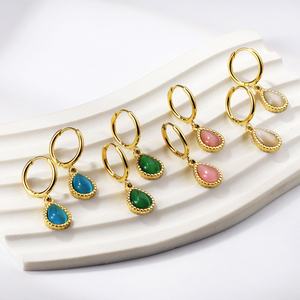 Bijoux en acier inoxydable 2024, été, plaqué or 18 carats, zircone, boucles d'oreilles créoles personnalisées pour femmes, bijoux tendance - Product Image 5