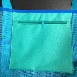 Chất lượng cao kích thước lớn lưu trữ ngoài trời màu xanh PVC lưới đa Pocket Lady Tote Túi bãi biển với khoang phía trước - Product Image 4