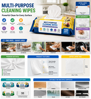 Lingettes nettoyantes multifonctionnelles, lingettes nettoyantes jetables, taille personnalisée, OEM ODM