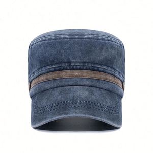 2025 New Arrival Faded Cotton <b>Flat</b> Top Camp <b>Cap</b> Breathable Outdoor Sun Hat Two Tone Sports <b>Cap</b> for <b>Men</b> - Product Image 3