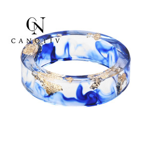 Nouveau design de bague pour femmes bague <span class=keywords><strong>transparente</strong></span> en résine époxy avec feuille d'or bijoux cadeau pour femmes et hommes bague pour gros doigt - Product Image 5