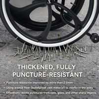 Roues arrière de fauteuil roulant manuel sport tout-terrain à 6 lames intégrées, grandes, résistantes à l'usure, pour la rééducation et la thérapie