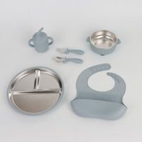 Vente en gros de fabricant de récipients pour aliments pour enfants Ensemble de bols d'alimentation isolés en acier inoxydable et en silicone à double paroi pour bébé
