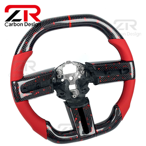Volant de course sport en fibre de carbone personnalisé en cuir véritable pour <span class=keywords><strong>Ford</strong></span> <span class=keywords><strong>Mustang</strong></span> <span class=keywords><strong>GT</strong></span> <span class=keywords><strong>2006</strong></span> – Amélioration de l'intérieur de la voiture - Product Image 3