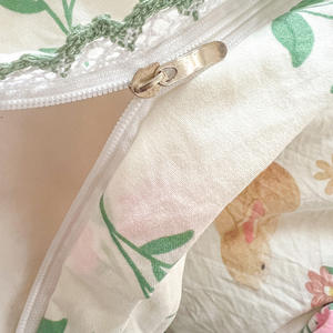 Calidad Simple estilo francés Pastoral encaje pequeño Floral impreso hoja edredón conjunto de cuatro piezas ropa de cama transpirable 4 tamaños-King - Product Image 5