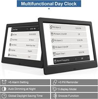 Réveil numérique intelligent électronique 10 pouces avec 5 alarmes, 3 rappels de médicaments, fonction DST, fonction Snooze, alimentation USB, pour salon