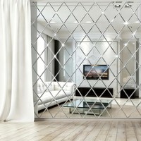 Autocollants muraux miroir à motif diamant, auto-adhésifs, décoratifs, design losange pour murs de fond, fournis directement par l'usine