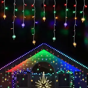 8 Modes White Wire Indoor Xmas Holiday Wedding Party Decor Curtain Lights Drops Outdoor Dripping Christmas Icicle lights