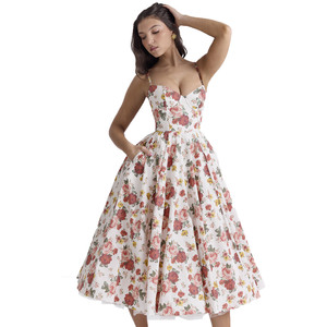 Abito Estivo 2024 di Alta Gamma in <span class=keywords><strong>Stile</strong></span> Principessa Francese con Rete per Adulti, Design Dolce con Motivo Uniforme e Fodera, Vestito con Spalline per Donne - Product Image 1