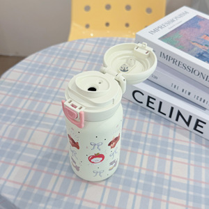 316 Stainless Steel Insulated Water <b>Bottle</b> 500Ml Cartoon Design Dual Straw For Children - Product Image 2