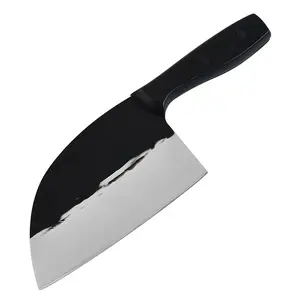 Coltello da cucina fatto a mano in acciaio al carbonio forgiato ad alto tenore di carbonio con manico in legno wengè coltello da macellaio per Chef cinese