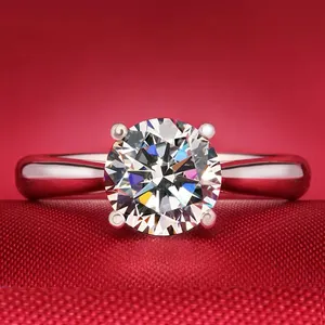 Fine Custom Wedding Jewelry Beautiful Ring 925 Sterling Silver Big Zircon Prong Setting Rings