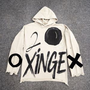 Nouveau Hoodie Streetwear 2026 450g avec Impression Numérique Directe sur Tissu Motif Graffiti Coupe Oversize Boxy et Finition Vieillie pour Homme - Product Image 1