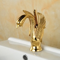 Robinet de lavabo de salle de bain à trou unique de luxe, robinet en or massif animal