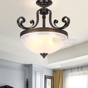 Đèn Trần màu đen retro, Chao đèn thủy tinh tròn, đèn trang trí phòng ngủ - Product Image 3