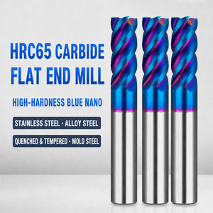 Fresa de extremo plano de carburo sólido HRC65 de 4 filos, 1-20 mm, con recubrimiento AlTiN, para mecanizado de acero endurecido - Product Image 2
