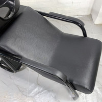Fauteuil de lavage professionnel robuste en fer forgé noir avec revêtement en cuir PU confortable, ensemble complet pour salon de coiffure commercial