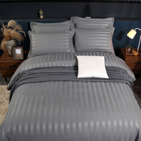 Ensemble de housse de couette 100% coton 5 pièces personnalisé 500 fils Insert de couette à rayures damassées avec motif de personnage de dessin animé