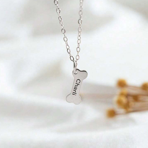 Duoying personalizado Animal colgante grabado memoria Collar personalizado perro hueso nombre Collar para amantes de los perros - Product Image 4